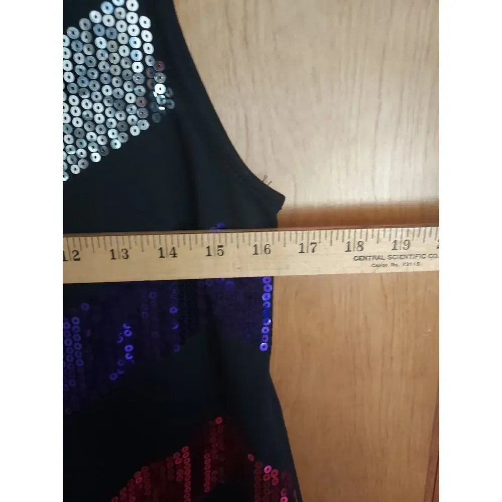 Rue21 Size XL Tank Top With Sequin Stripes Sleeveless knit Y2K style EUC Black